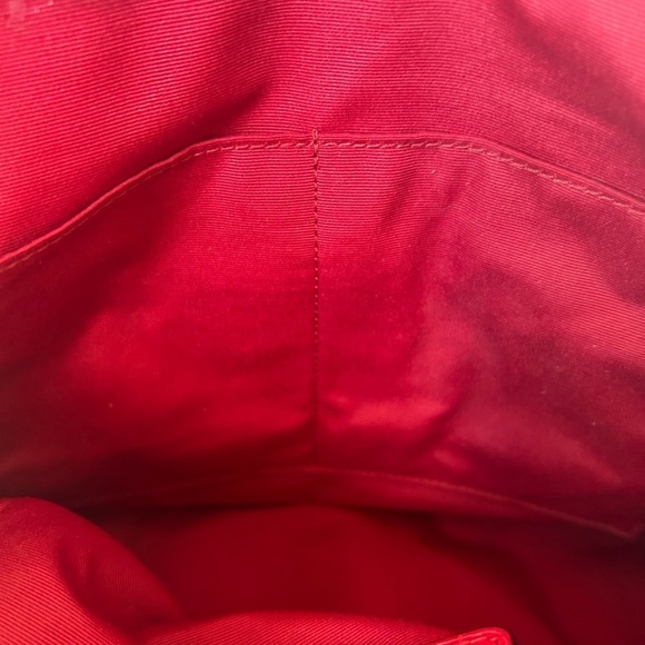 Coach NWOT “Mickie” Signature Print Denim With Croc Red Leather Trim Satchel - Picture 4 of 10